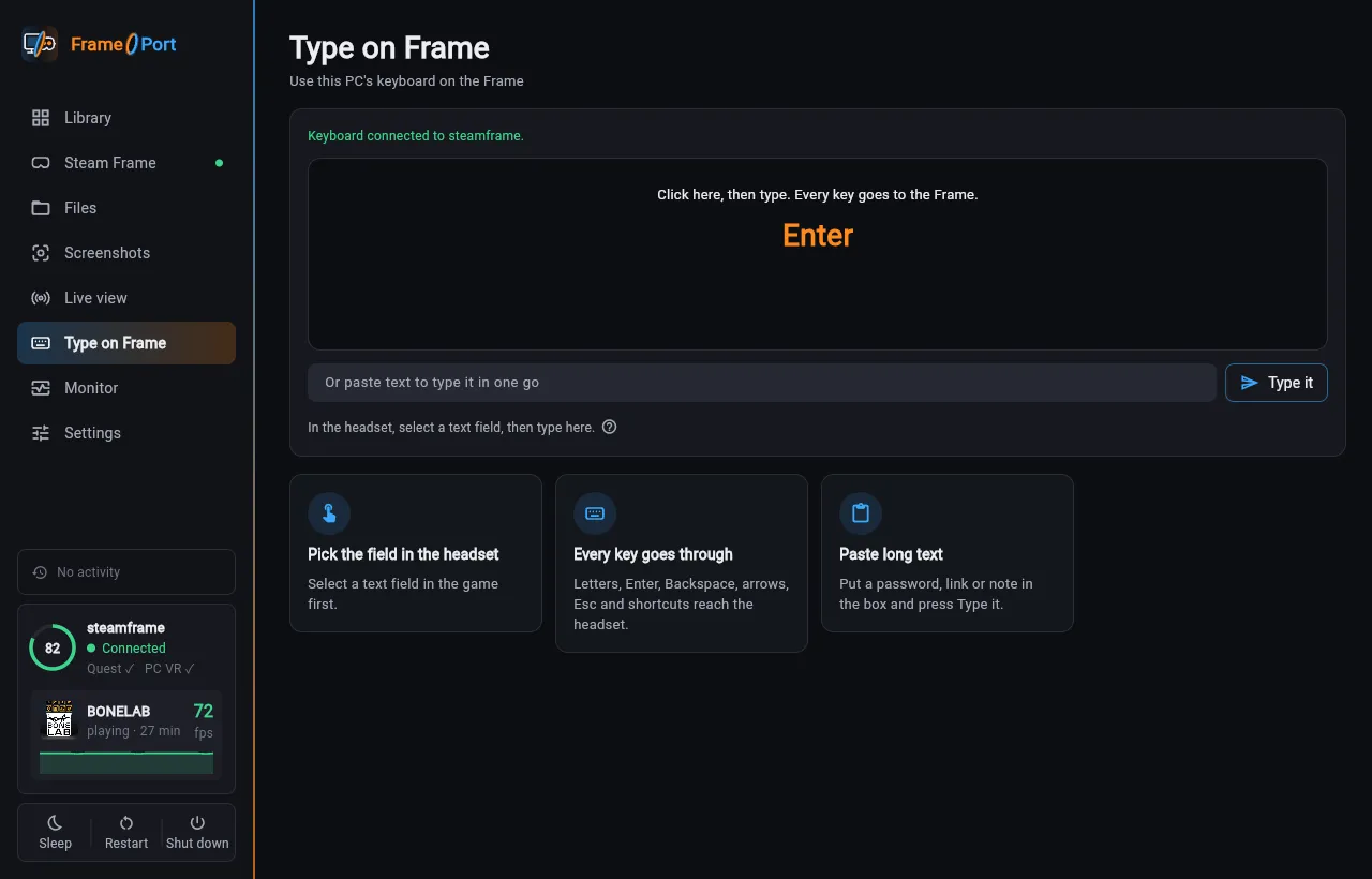 FramePort: Type on Frame